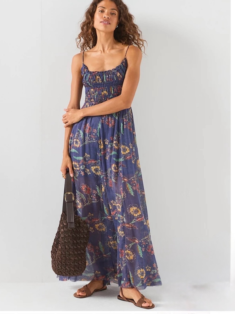 FREE PEOPLE
One Ciella Printed Maxi Dress Blue Smocked Floral Maxi Dress size S